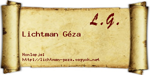 Lichtman Géza névjegykártya